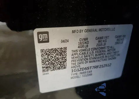 2024 Chevrolet Malibu Lt from USA, damaged, VIN 1G1ZD5ST7RF212512